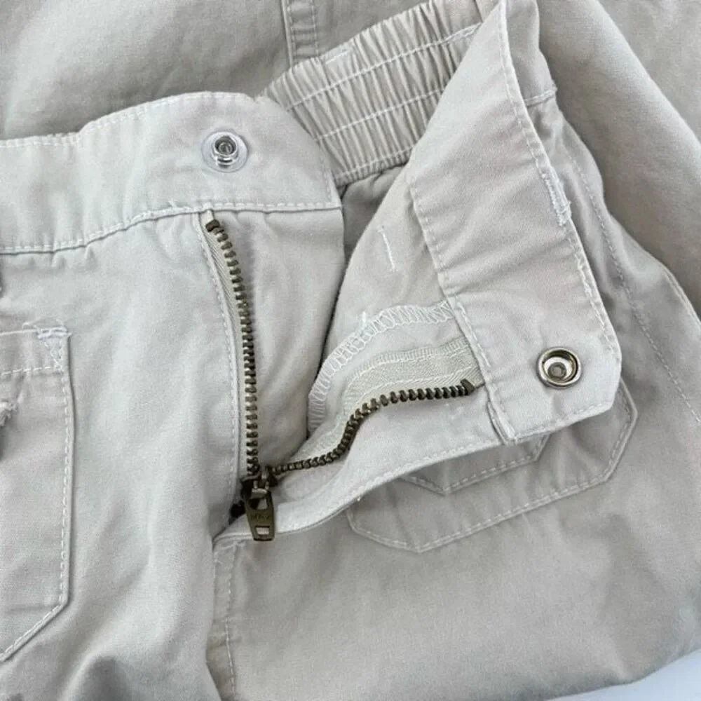 High Sierra Girls Y2K Khaki Cargo Skirt Size 5 Ruched Sides Drawstring Cotton